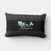 Rectangle Personnalisé M. et Mme newlyweds lumbar coussin (Verso)