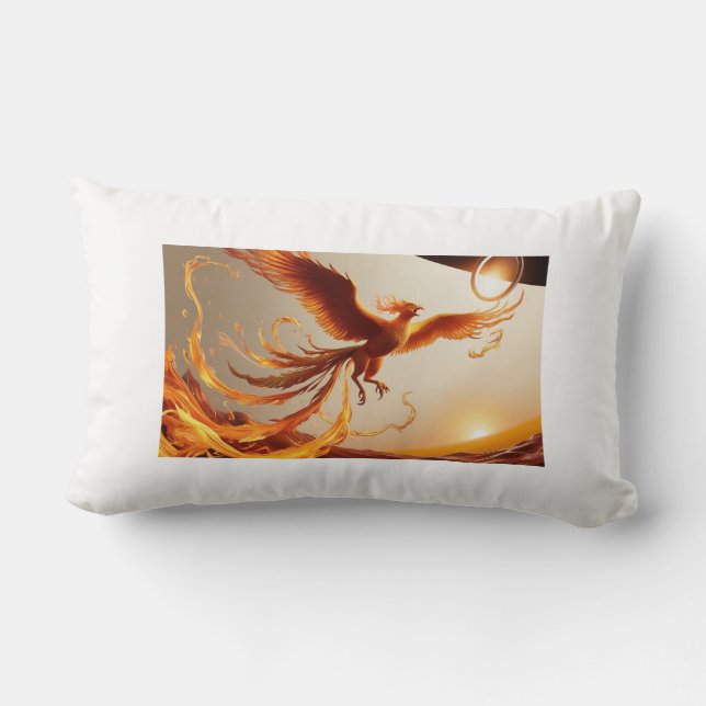 Rectangle Phoenix majestueux en Flames Coussin - Symbole (Verso)