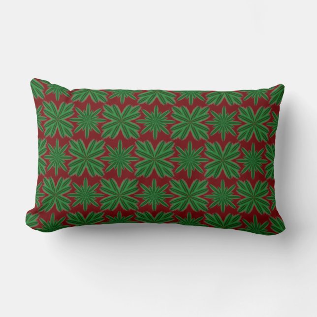 Rectangle Pine Snowflakes Garnet Lumbar Coussin (Recto)
