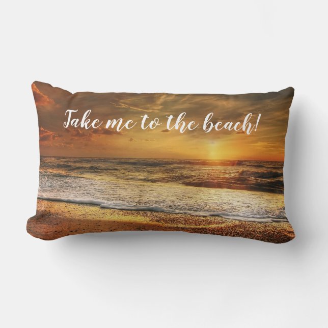 Rectangle Plage Ocean Sunset Photo Citations Lumbar Coussin (Recto)