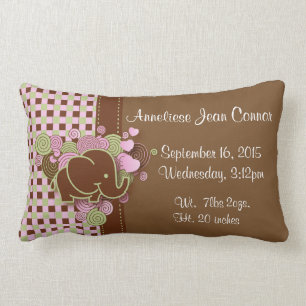 Rectangle Plaid rose et Brown avec Coussin de naissance d'él