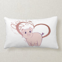 Porc et coussin mignons de coeur de remous