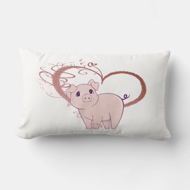 Rectangle Porc et coussin mignons de coeur de remous (Recto)