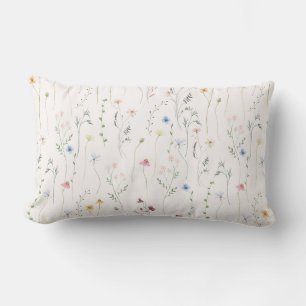 Rectangle Pré aquarelle, coussin lombaire motif d'été.