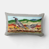 Rectangle Quail Famille avec bébé Peeps Grey, Accent Coussin (Verso)
