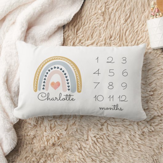 Rectangle Rainbow Milestone Nursery Lumbar Coussin (Couverture)