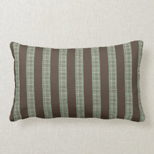 Rectangle Rayures Brown et coussin vert de bois de charpente