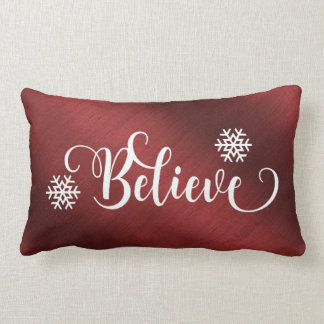 Rectangle Red Believe Coussin de Noël