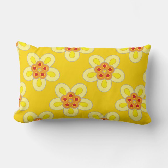 Rectangle Repli d'Ann - coussin géométrique jaune de fleur (Recto)