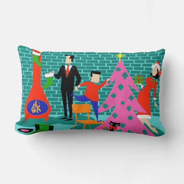 Rectangle Rétro règlage le coussin lombaire d'arbre de Noël (Recto)