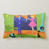 Rétro Romantique Soirée Couple Lumbar Coussin