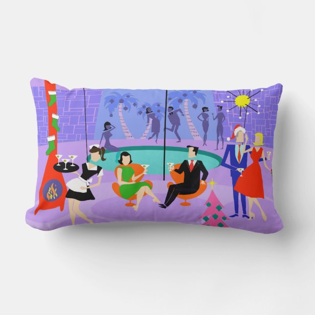 Rectangle Retro Tropical Noël Coussin Lumbar (Recto)