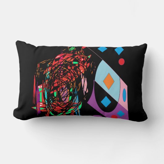 Rectangle Rock and roll pop art designer coussin couleur noi (Recto)