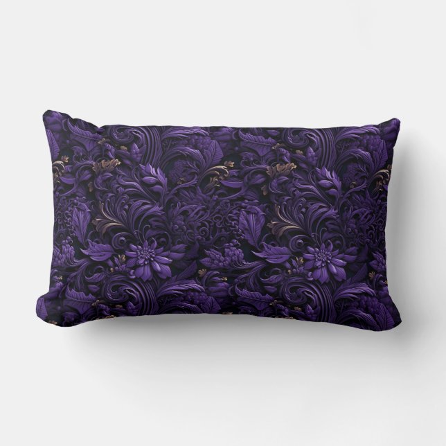 Rectangle Rococo Realms : Coussin foncé violet et or complex (Recto)