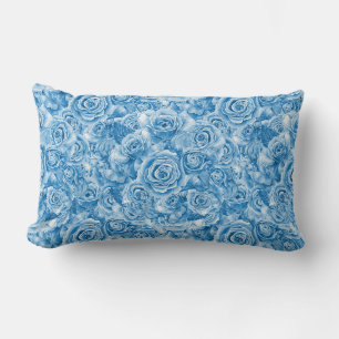 Rectangle Rose bleu Lumbar Coussin 13"x21"