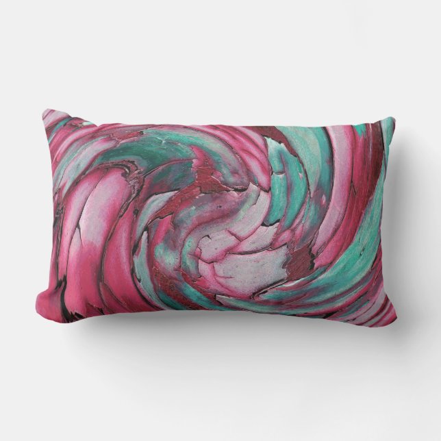 Rectangle Rose N Turquoise Art Abstrait Coussin extérieur (Recto)