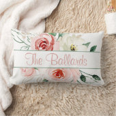 Rectangle Rose rose Nom personnalisé Lumbar Coussin (Couverture)