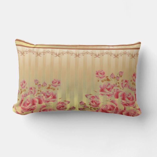 RECTANGLE ROSES SUR OR ~ COUSSIN (Recto)