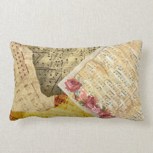 Rectangle Roses vintages et coussin de musique de feuille de