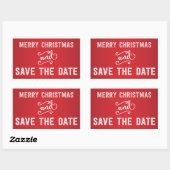 Rectangle rouge Enregistrer la date Stickers Noël (Feuille)
