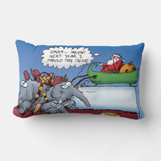 Rectangle Santas Elephants Coussin de dessin de Noël (Recto)