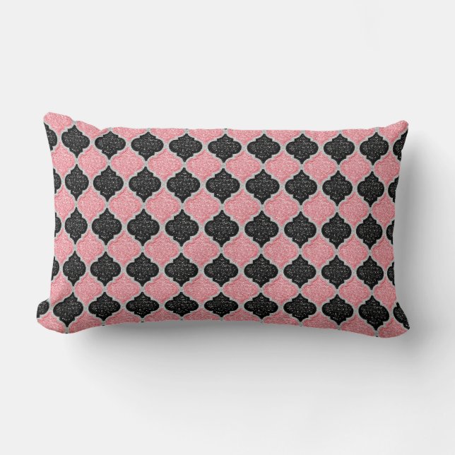 Rectangle Séquins MQF - COUSSIN rose-noir-blanc-LUMBAR Dusty (Recto)