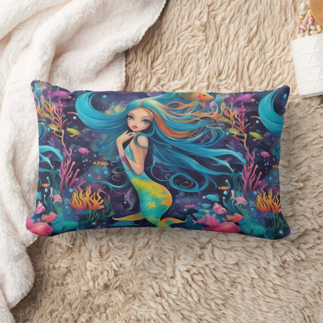 Rectangle Sirène - Coussin Lumbar 13" x 21" (Couverture)