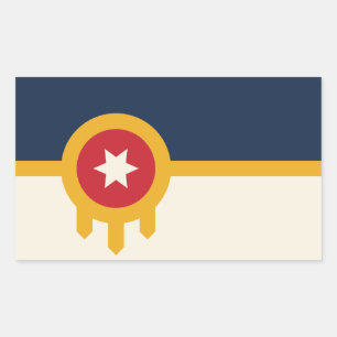 Rectangle sticker met Flag of Tulsa City, Verenigd