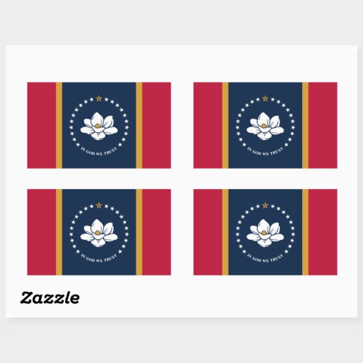 Rectangle sticker with Flag of Mississippi State (Vel)