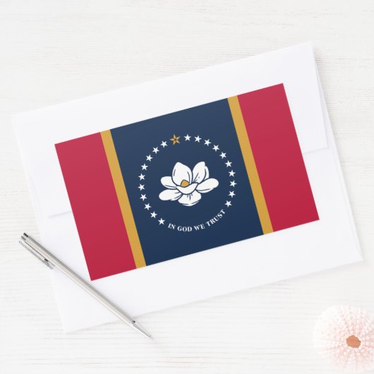 Rectangle sticker with Flag of Mississippi State (Envelop)