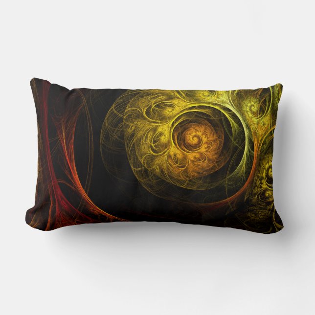 Rectangle Sunrise Floral Rouge Abstrait Art Lumbar Coussin (Recto)