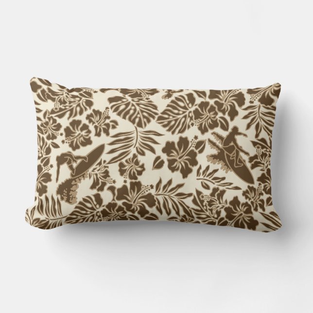 Rectangle Surf Pareau Hawaiian réversible Lumbar Coussin (Recto)