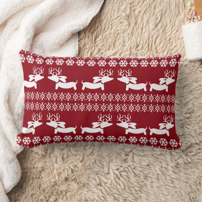Rectangle Sweat laid Fair Isle Reindeer Dachshund Coussin (Couverture)
