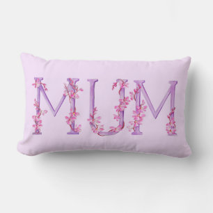 Rectangle Tasse de maman en watercolor rose violet coussin