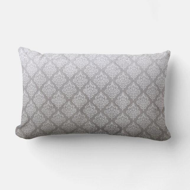 Rectangle Taupe réversible / Lilac bleu Damask Coussin Lumba (Recto)