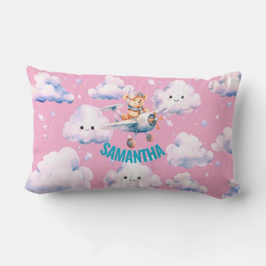 Rectangle Teddy Bear Aviator Lumbar Coussin (Verso)