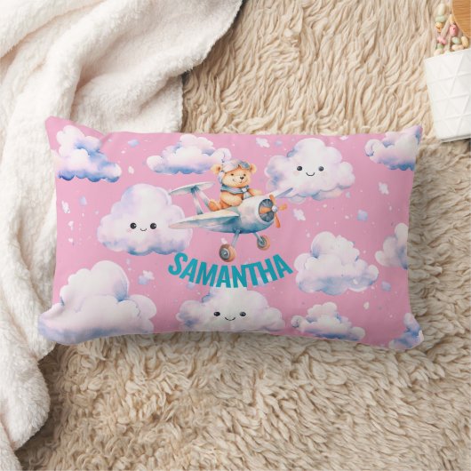 Rectangle Teddy Bear Aviator Lumbar Coussin (Couverture)