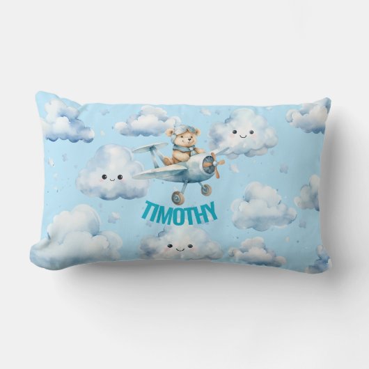 Rectangle Teddy Bear Aviator Lumbar Coussin (Recto)