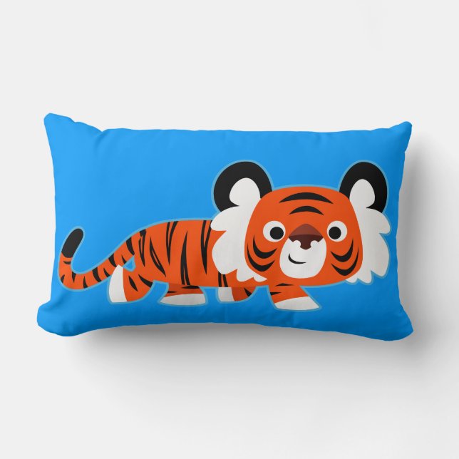 Rectangle Tigre de dessin mignon sur le Coussin de lombage d (Recto)