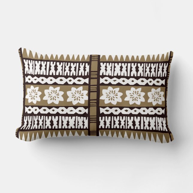 Rectangle Tissu Brown tropical 13" de Tapa" coussin x20 (Recto)