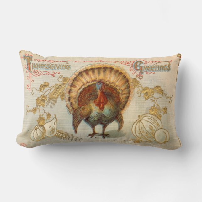Rectangle Tom Turkey Salutations Coussin Vintage (Recto)