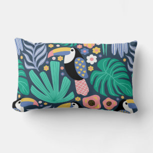 Rectangle Toucan Oiseau tropical Lumbar Coussin