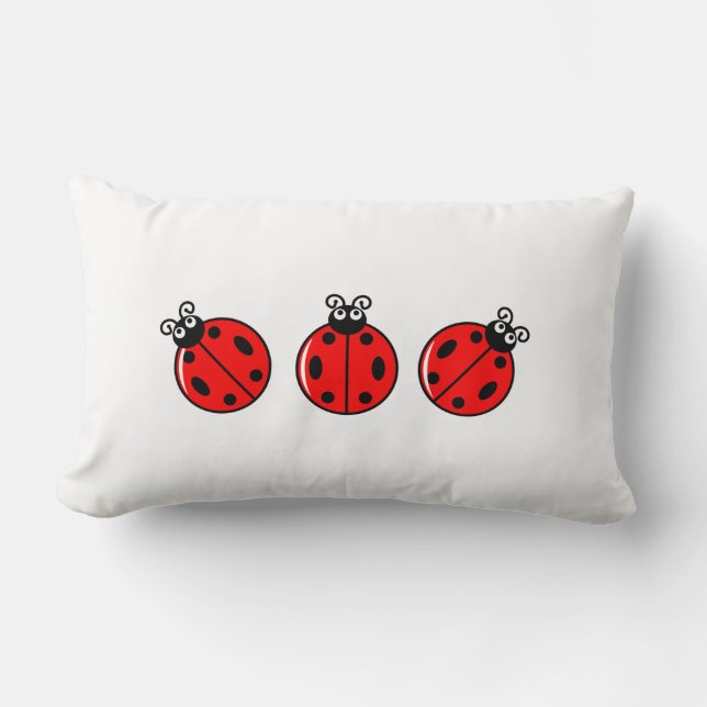 Rectangle Trois petits Ladybugs - Lumbar Coussin 13" x 21" (Recto)