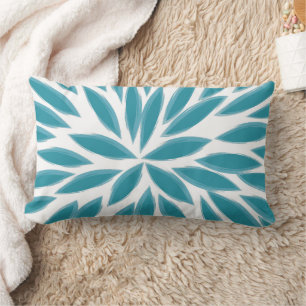 Rectangle Turquoise bleu moderne Chrysanthemum Coussin flora