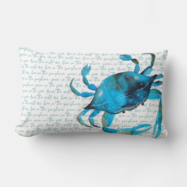 Rectangle Turquoise de crabe de plage et Coussin de lombaire (Recto)