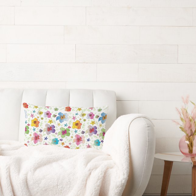 Rectangle Unique Motif Fleur Moderne élégant Lumbar Coussin (Canapé)