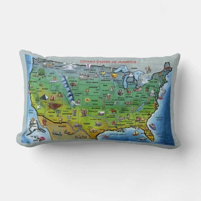 Rectangle USA Cartoon Map Coussin (Recto)