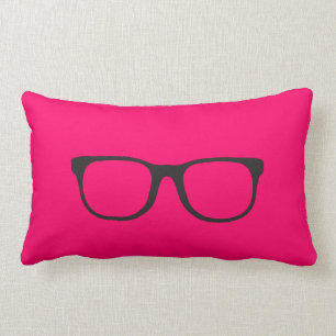 Rectangle Verres nerd noirs et coussin blanc de Chevron