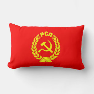Rectangle vieux coussin roumain de drapeau de parti