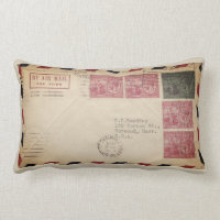 Vintage par Air Mail Lumbar Coussin